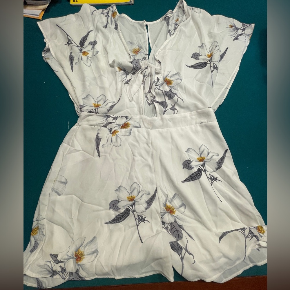 White Floral Romper